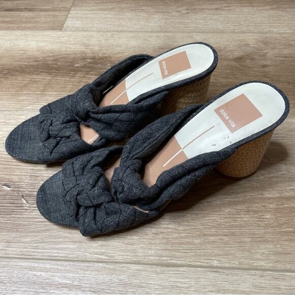 Dolce Vita Women's Denim/Rope Block Heel Jene Double Knot Slip On Sandals sz 8 - Picture 2 of 7